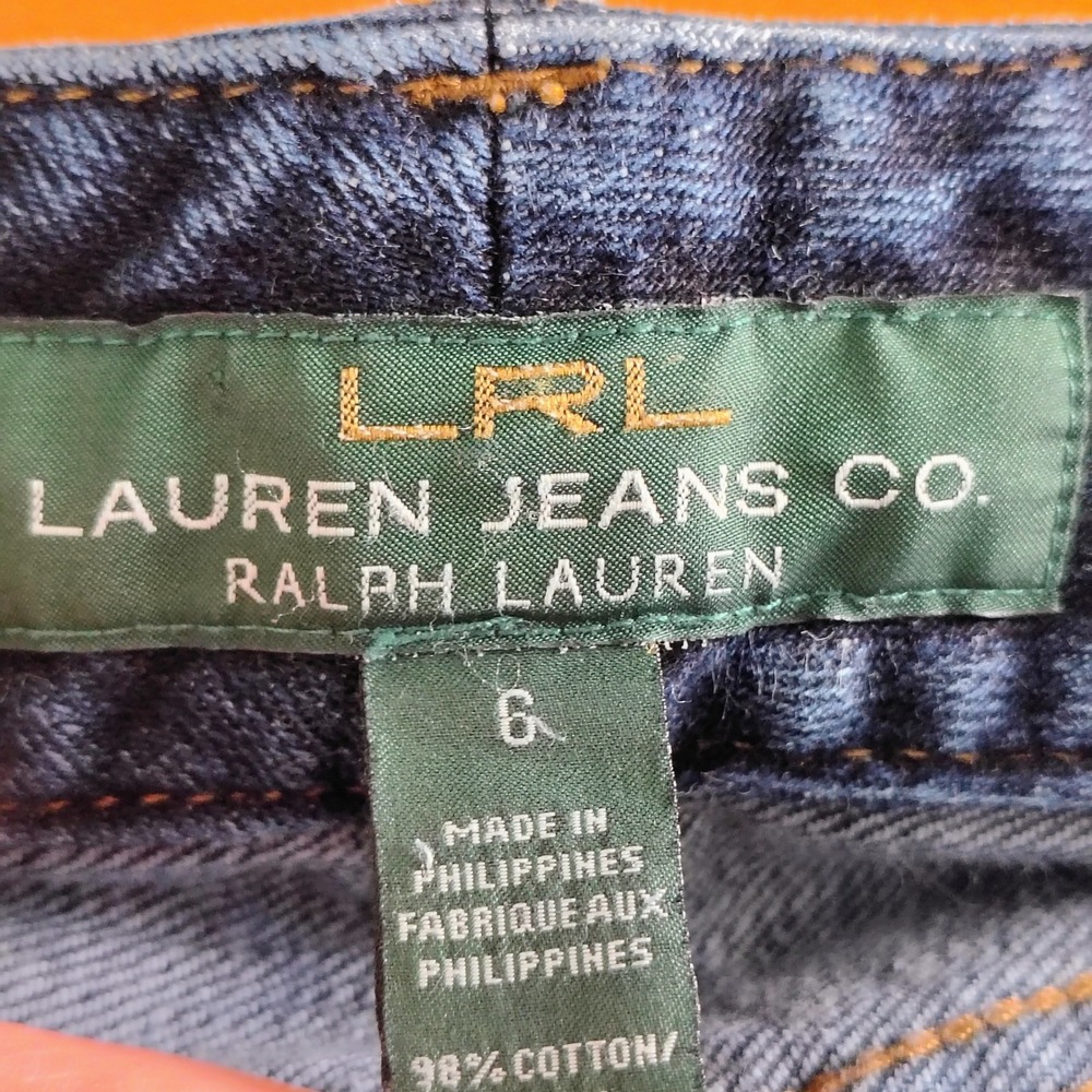 Lauren Jeans Co Ralph Lauren Dark Wash Straight Leg Flap Pocket Jeans 6 Indigo - Picture 5 of 7